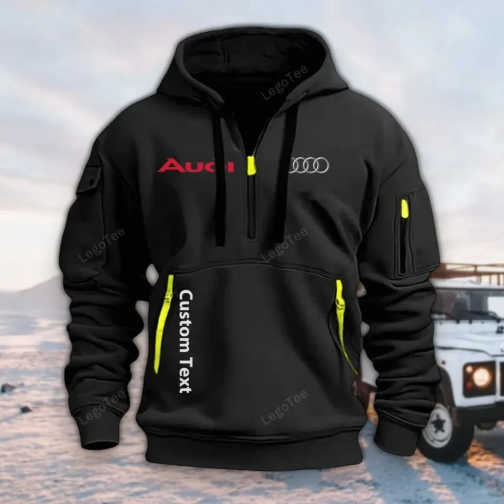 German Car Hoodie Half Zipper, Casual Sport Half-Zip Hoodie CAR112 - Black