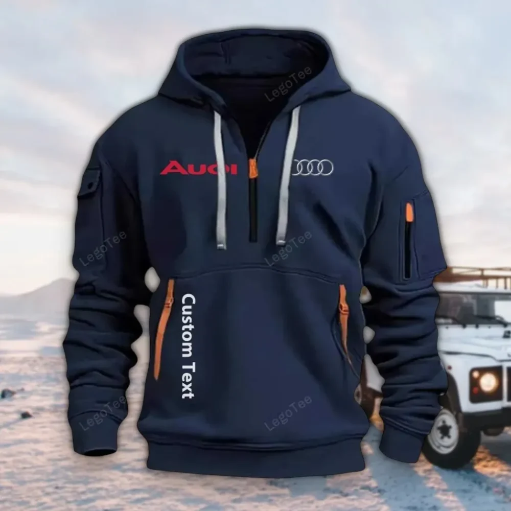 Premium Vehicle Hoodie Half Zipper, Sport Spirit Hoodie CAR112 - Navy