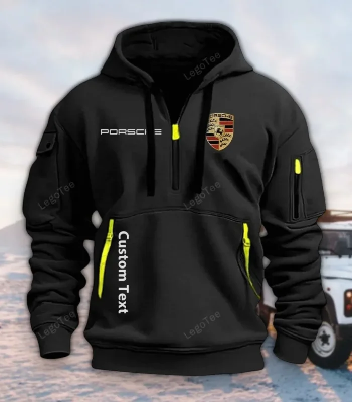 Sports Car Hoodie Half Zipper, Modern Sport Hoodie CAR112 - Black