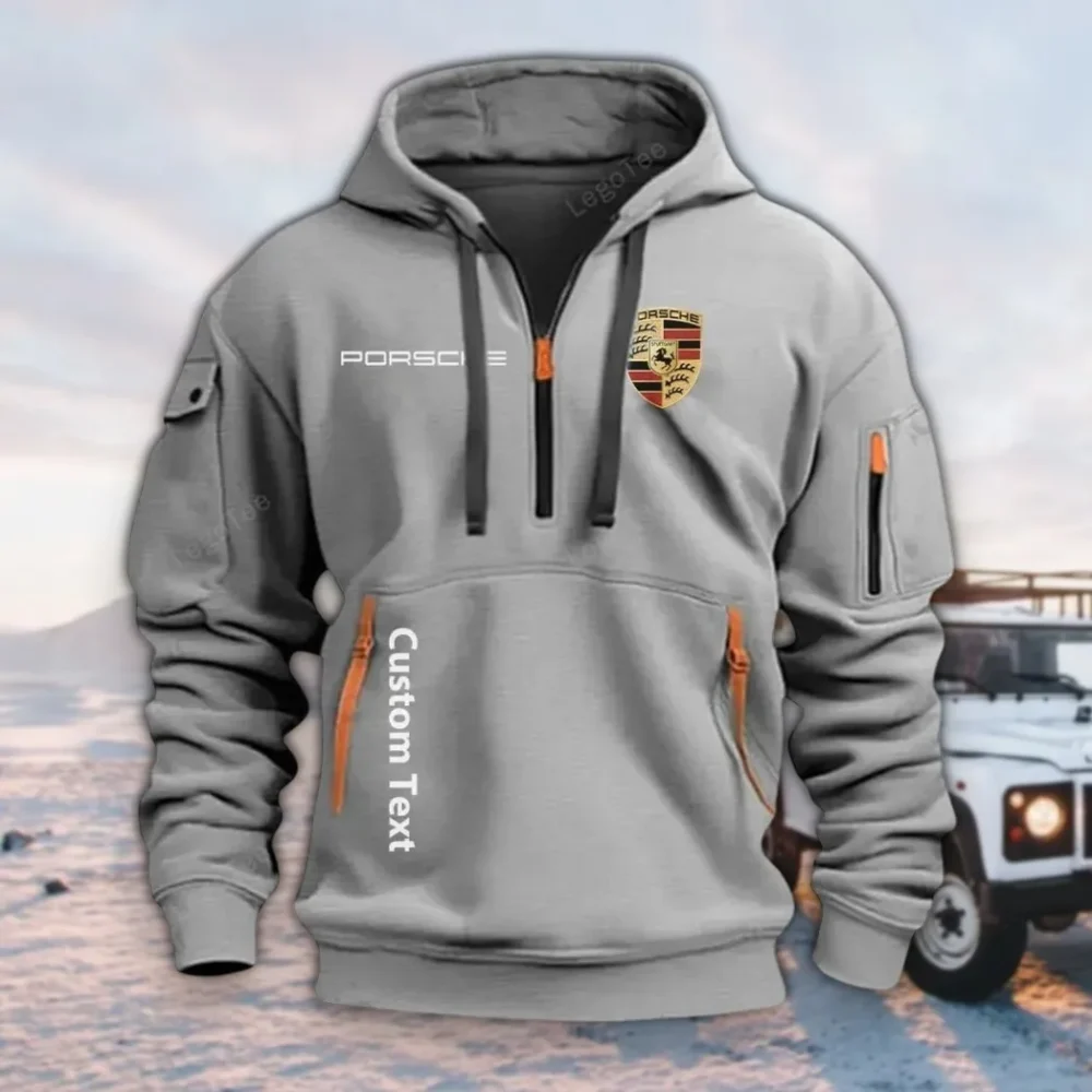 Exotic Coupe Hoodie Half Zipper, Active Supporter Half-Zip Hoodie CAR112 - Gray