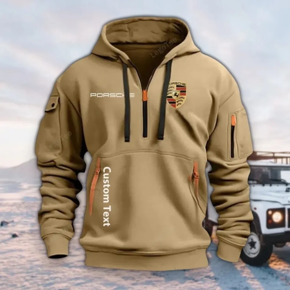 Exotic Coupe Hoodie Half Zipper, Bold Energy Hoodie CAR112 - Khaki