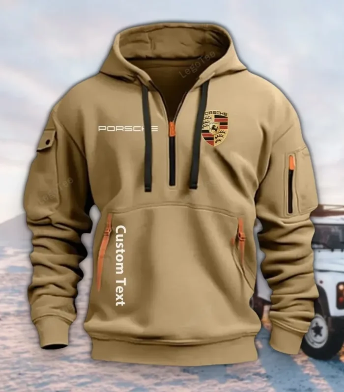 Exotic Coupe Hoodie Half Zipper, Bold Energy Hoodie CAR112 - Khaki