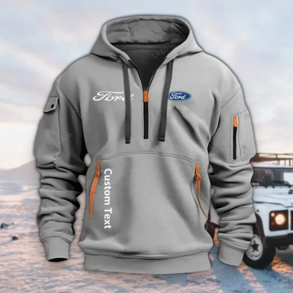 Vintage Ride Hoodie Half Zipper, True Supporter Half-Zip Hoodie CAR112 - Gray