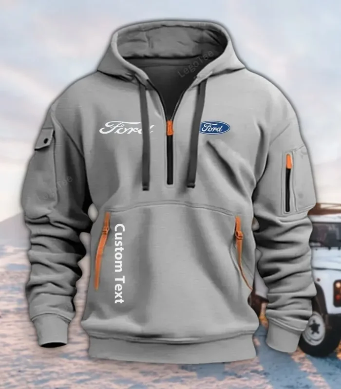 Vintage Ride Hoodie Half Zipper, True Supporter Half-Zip Hoodie CAR112 - Gray