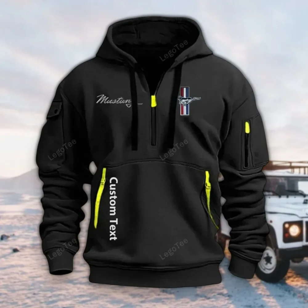 Pony Car Hoodie Half Zipper, True Supporter Half-Zip Hoodie CAR112 - Black