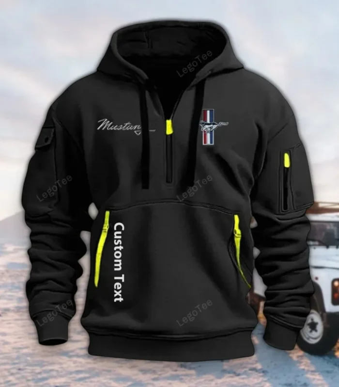 Pony Car Hoodie Half Zipper, True Supporter Half-Zip Hoodie CAR112 - Black