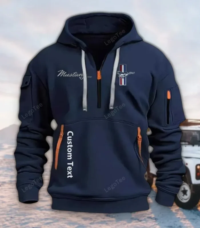 Classic American Car Hoodie Half Zipper, Game Day Half-Zip Hoodie CAR112 - Navy
