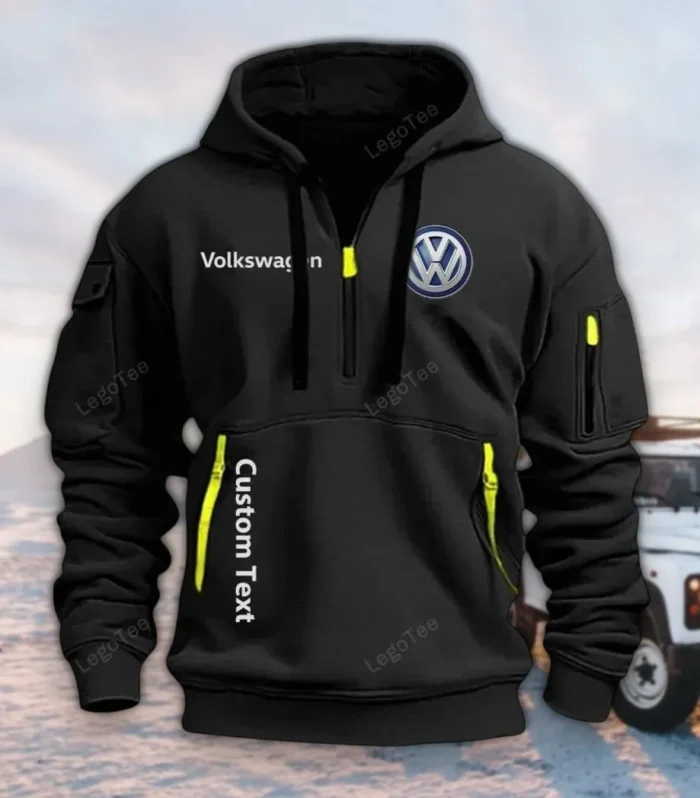 Passenger Vehicle Hoodie Half Zipper, Athletic Fan Half-Zip Hoodie CAR112 - Black