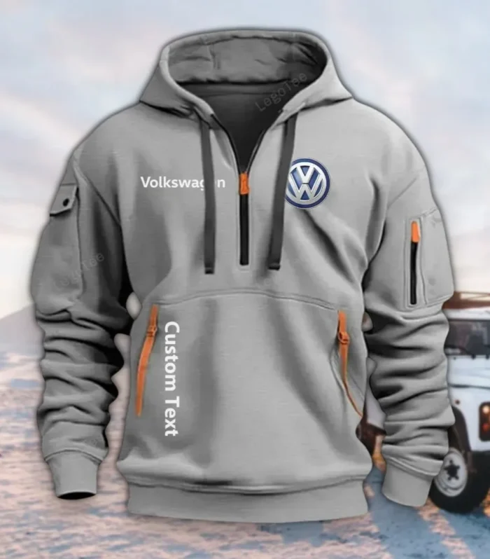 Compact Vehicle Hoodie Half Zipper, Fan Pride Half-Zip Hoodie CAR112 - Gray