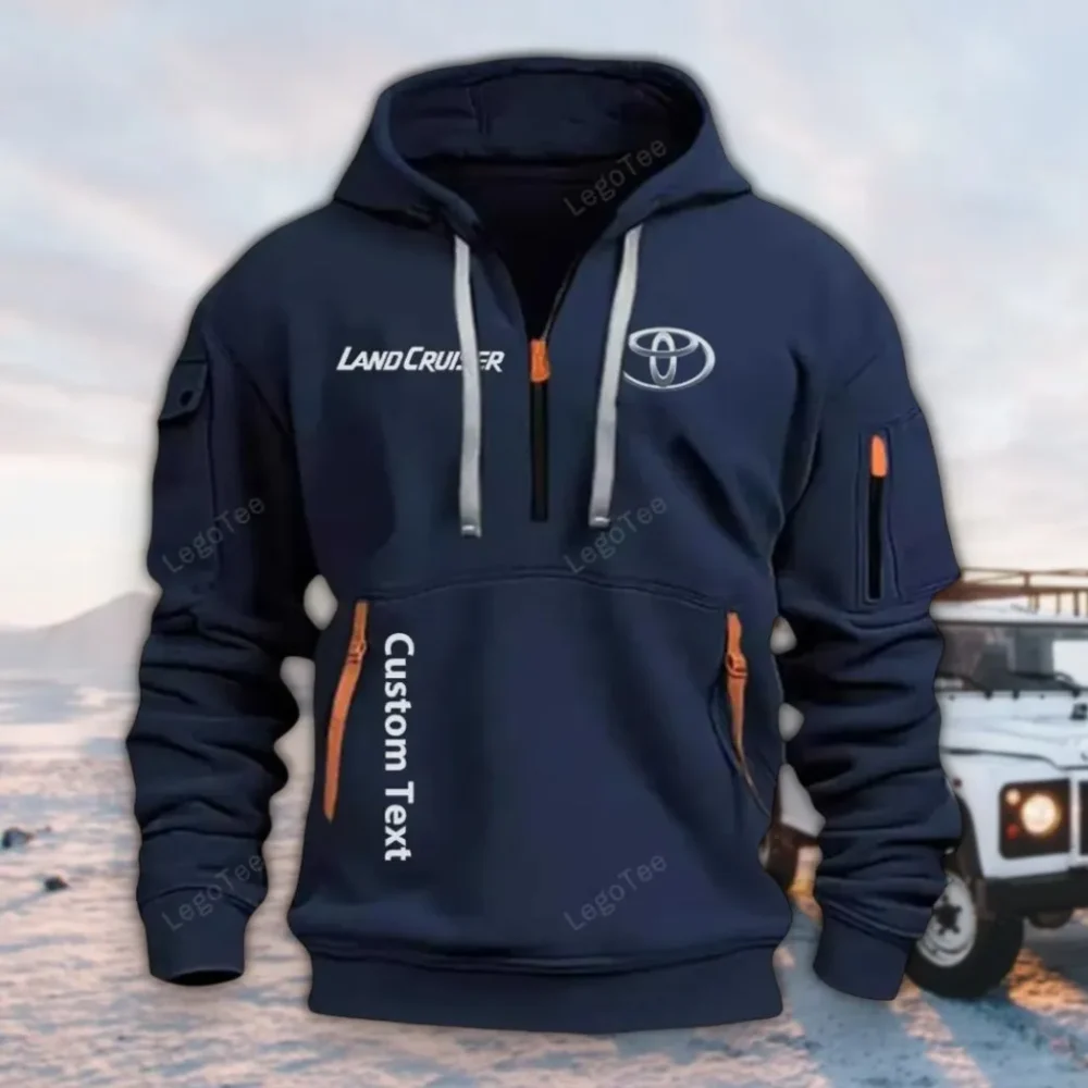 Adventure SUV Hoodie Half Zipper, Bold Fan Hoodie CAR112 - Navy