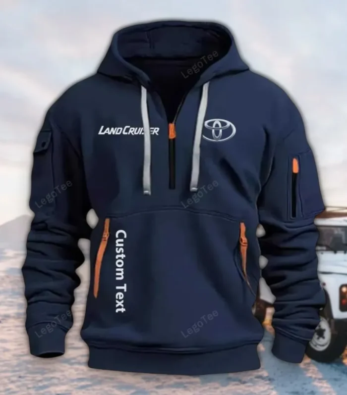 Adventure SUV Hoodie Half Zipper, Bold Fan Hoodie CAR112 - Navy