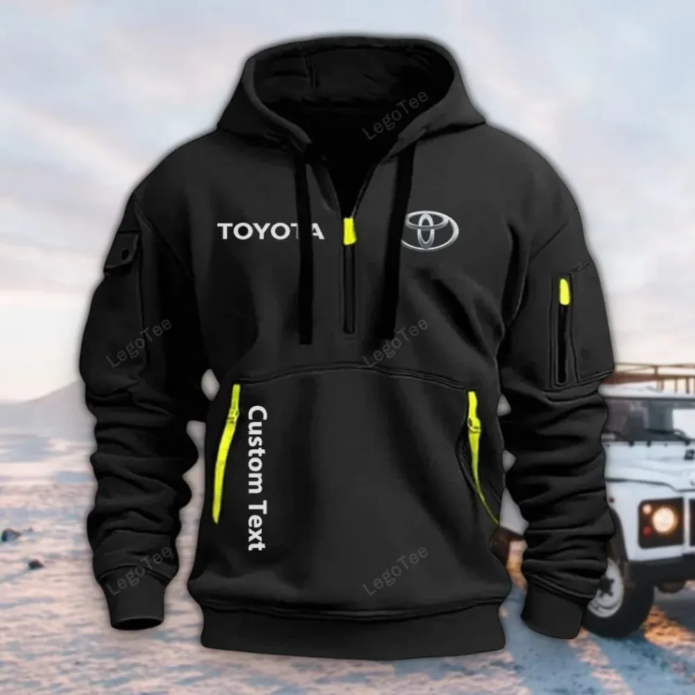 Family Ride Hoodie Half Zipper, Sporty Fan Half-Zip Hoodie CAR112 - Black