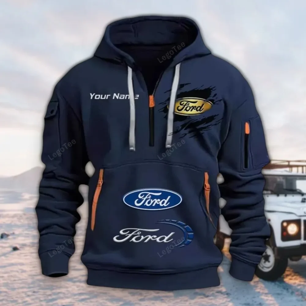 Muscle Car Hoodie Half Zipper, Game Ready Half-Zip Hoodie CAR113 - Navy