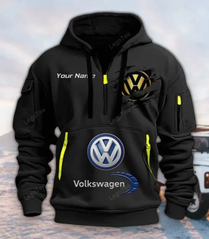 Compact Vehicle Hoodie Half Zipper, Warm Up Hoodie CAR113 - Black