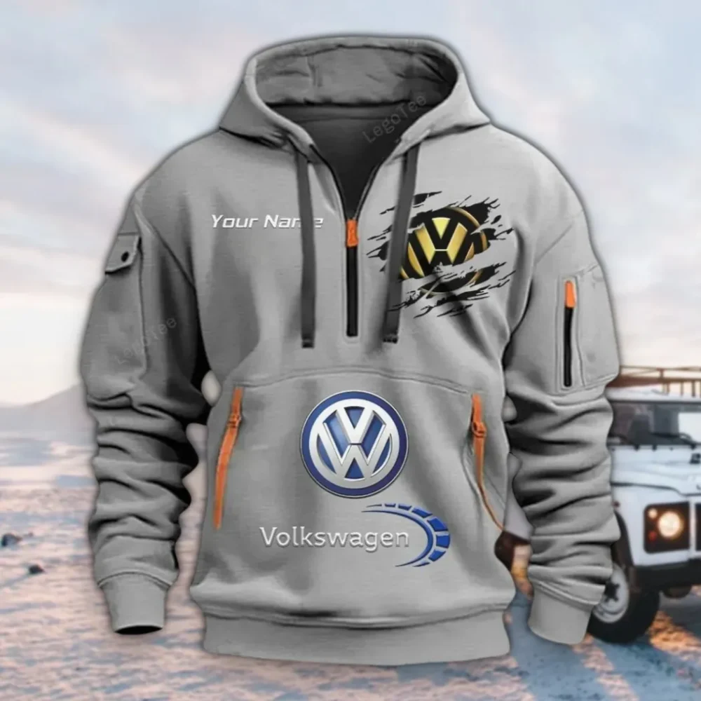 Reliable Automobile Hoodie Half Zipper, Lifestyle Fan Half-Zip Hoodie CAR113 - Gray