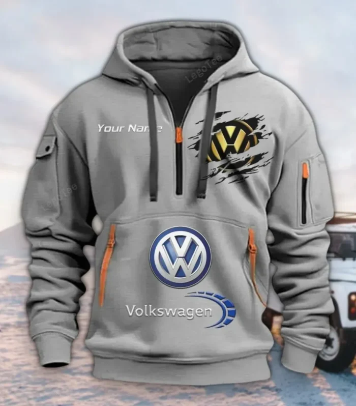 Reliable Automobile Hoodie Half Zipper, Lifestyle Fan Half-Zip Hoodie CAR113 - Gray