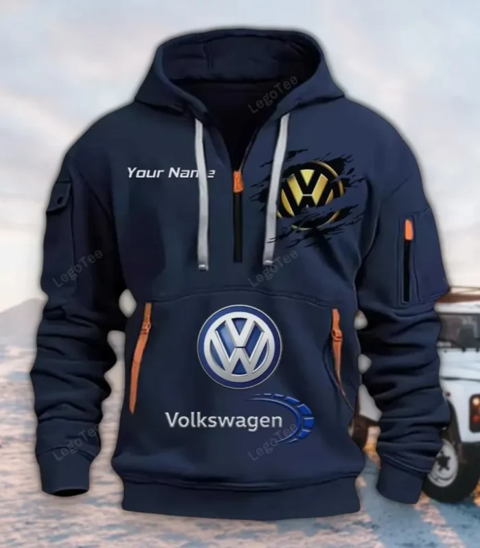 Hatchback Car Hoodie Half Zipper, Game Ready Half-Zip Hoodie CAR113 - Navy