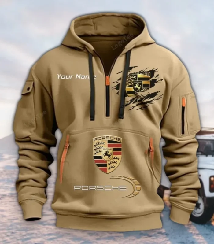 Exotic Coupe Hoodie Half Zipper, Sporty Fan Half-Zip Hoodie CAR113 - Khaki
