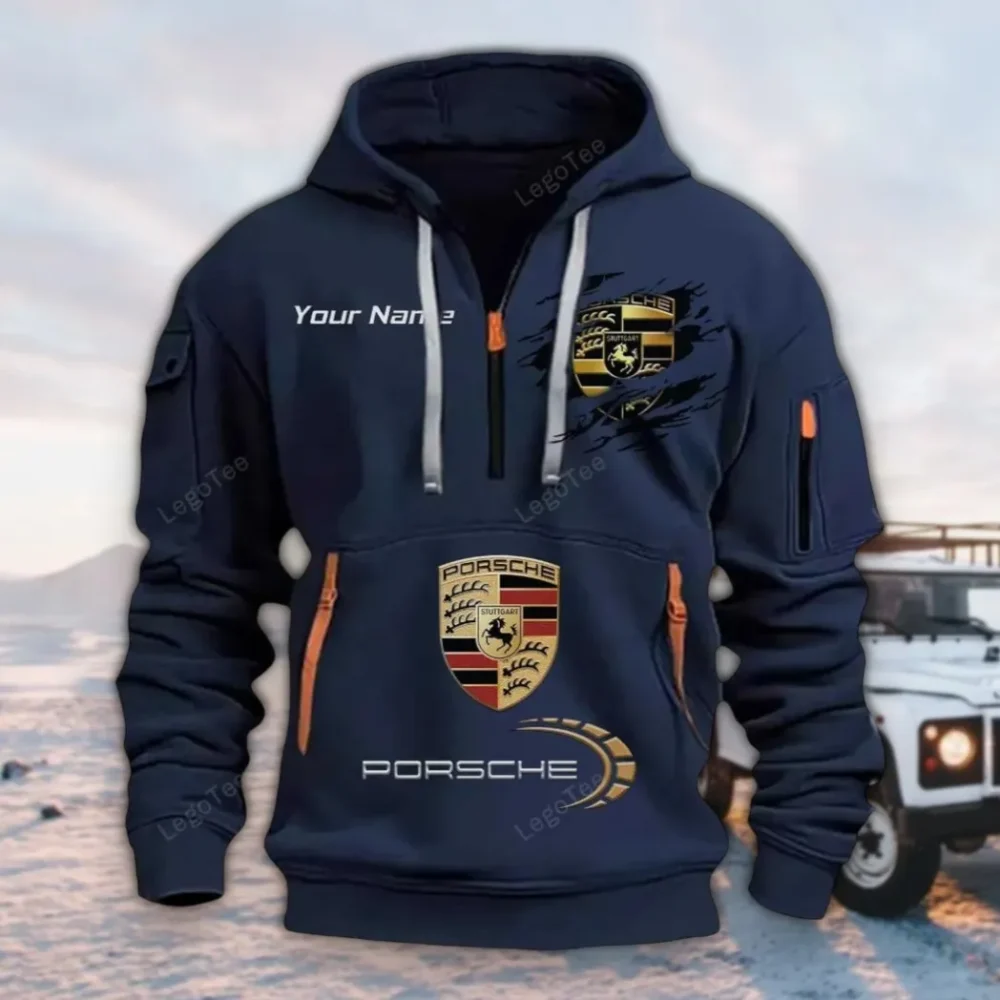 Luxury Coupe Hoodie Half Zipper, Active Spirit Hoodie CAR113 - Navy