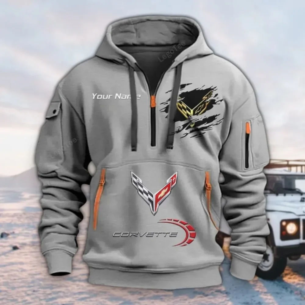 Performance Vehicle Hoodie Half Zipper, Athletic Fan Half-Zip Hoodie CAR113 - Gray