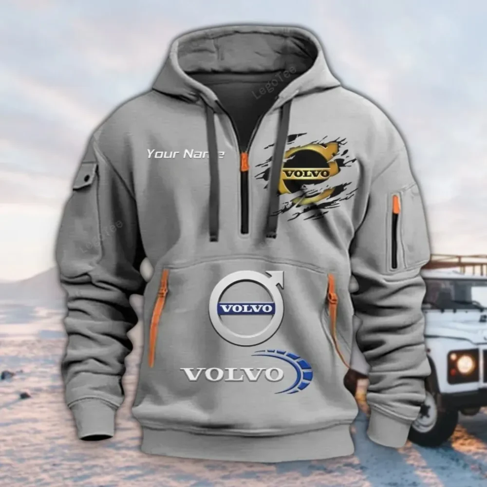 Automotive Brand Hoodie Half Zipper, Supporter Spirit Hoodie CAR113 - Gray