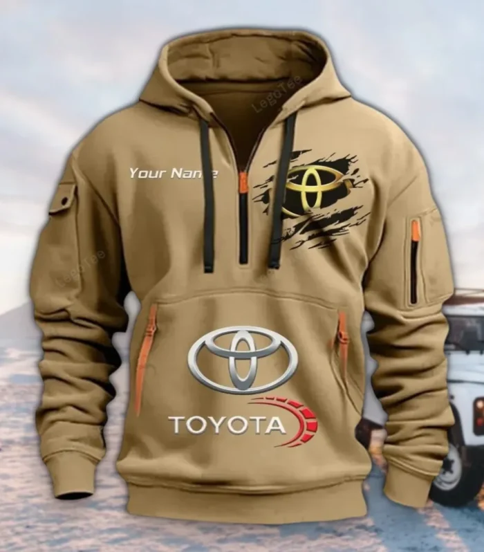 Off-Road SUV Hoodie Half Zipper, Everyday Fan Hoodie CAR113 - Khaki