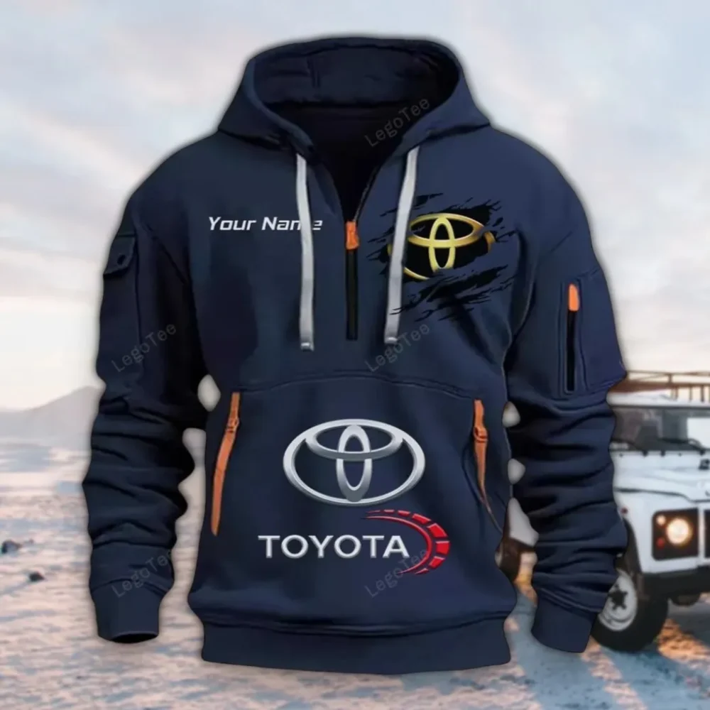 Desert Runner Hoodie Half Zipper, Modern Sport Hoodie CAR113 - Navy
