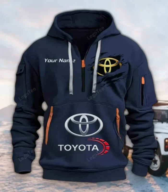 Desert Runner Hoodie Half Zipper, Modern Sport Hoodie CAR113 - Navy