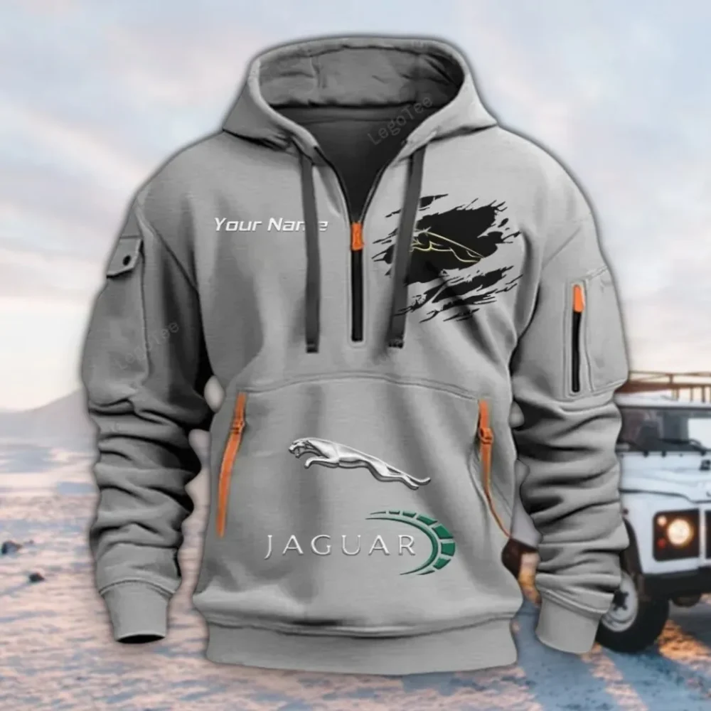 Outdoor Vehicle Hoodie Half Zipper, Streetwear Fan Hoodie CAR113 - Gray