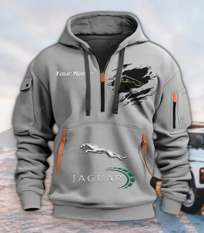 Outdoor Vehicle Hoodie Half Zipper, Streetwear Fan Hoodie CAR113 - Gray
