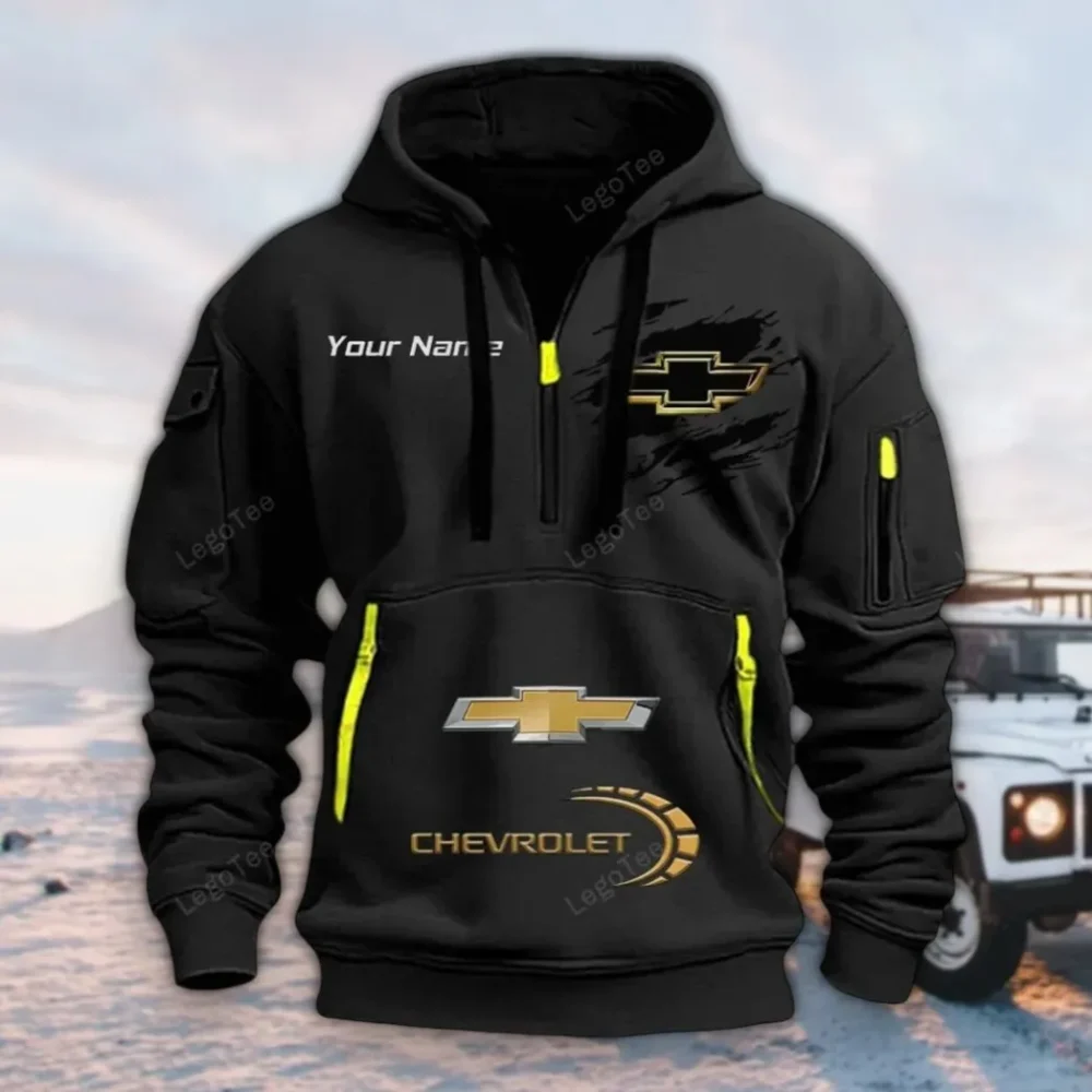 Sporty  Vehicle Hoodie Half Zipper, Streetwear Fan Hoodie CAR113 - Black