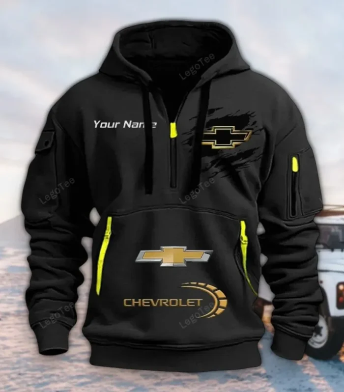 Sporty  Vehicle Hoodie Half Zipper, Streetwear Fan Hoodie CAR113 - Black