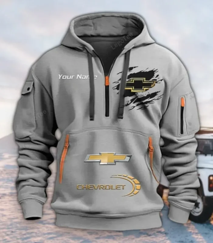 Sporty  Vehicle Hoodie Half Zipper, Game Ready Half-Zip Hoodie CAR113 - Gray