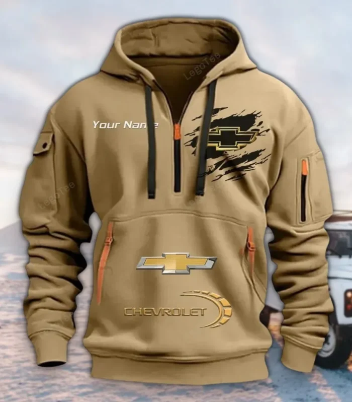 Utility Vehicle Hoodie Half Zipper, Fan Pride Half-Zip Hoodie CAR113 - Khaki