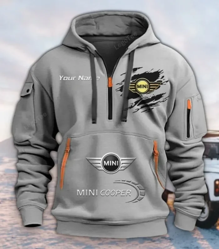 Urban Two-Door Hoodie Half Zipper, True Fan Hoodie CAR113 - Gray