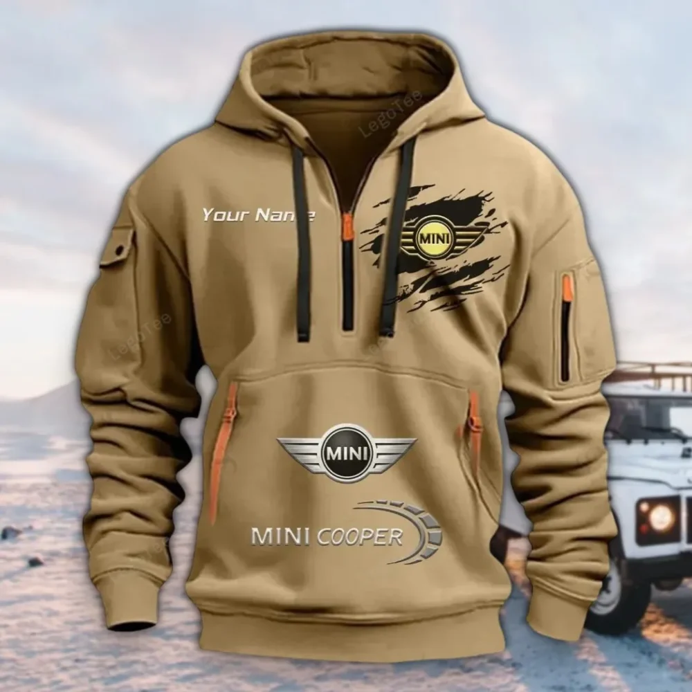 Compact Car Hoodie Half Zipper, True Supporter Half-Zip Hoodie CAR113 - Khaki