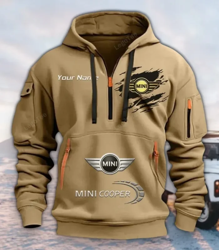 Compact Car Hoodie Half Zipper, True Supporter Half-Zip Hoodie CAR113 - Khaki