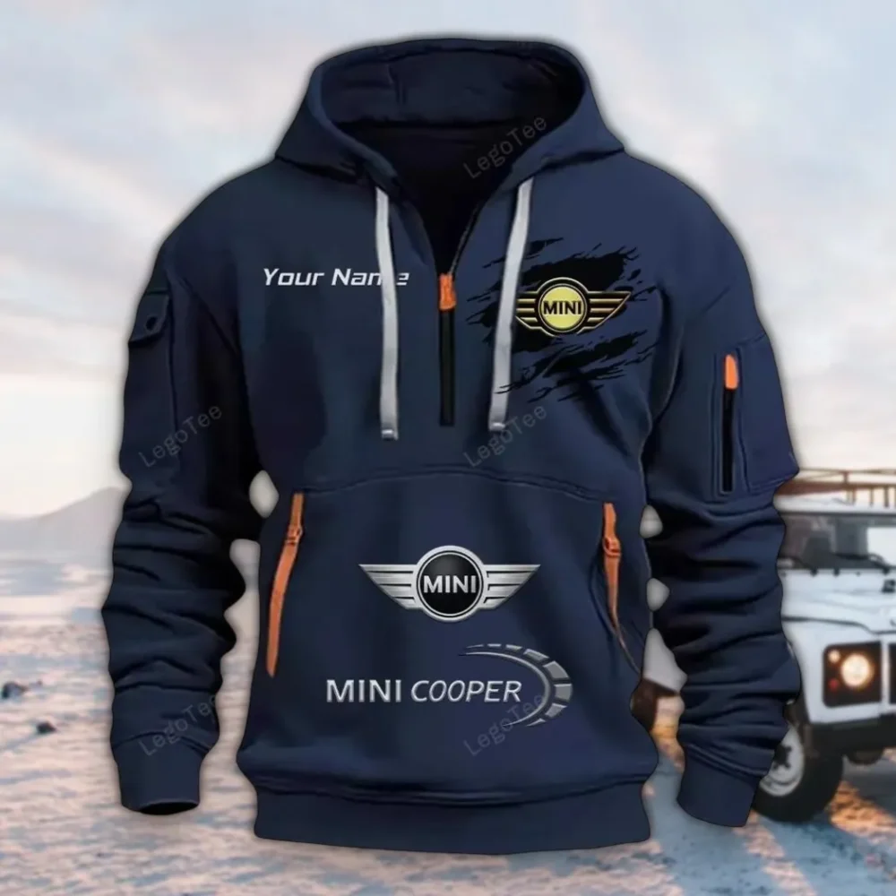 City Hatchback Hoodie Half Zipper, Sporty Fan Half-Zip Hoodie CAR113 - Navy