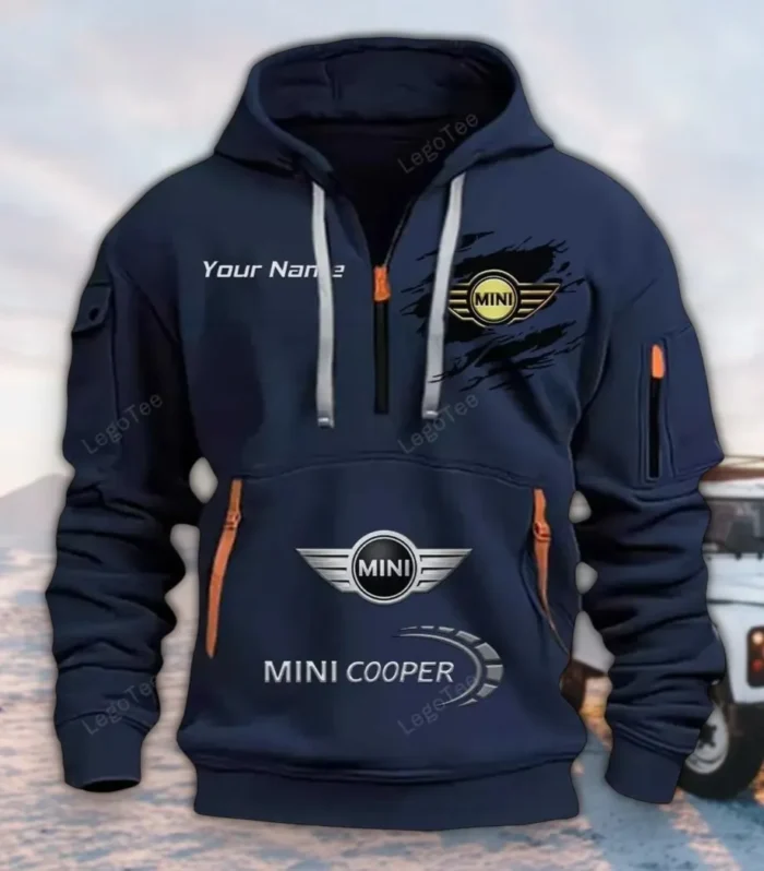 City Hatchback Hoodie Half Zipper, Sporty Fan Half-Zip Hoodie CAR113 - Navy