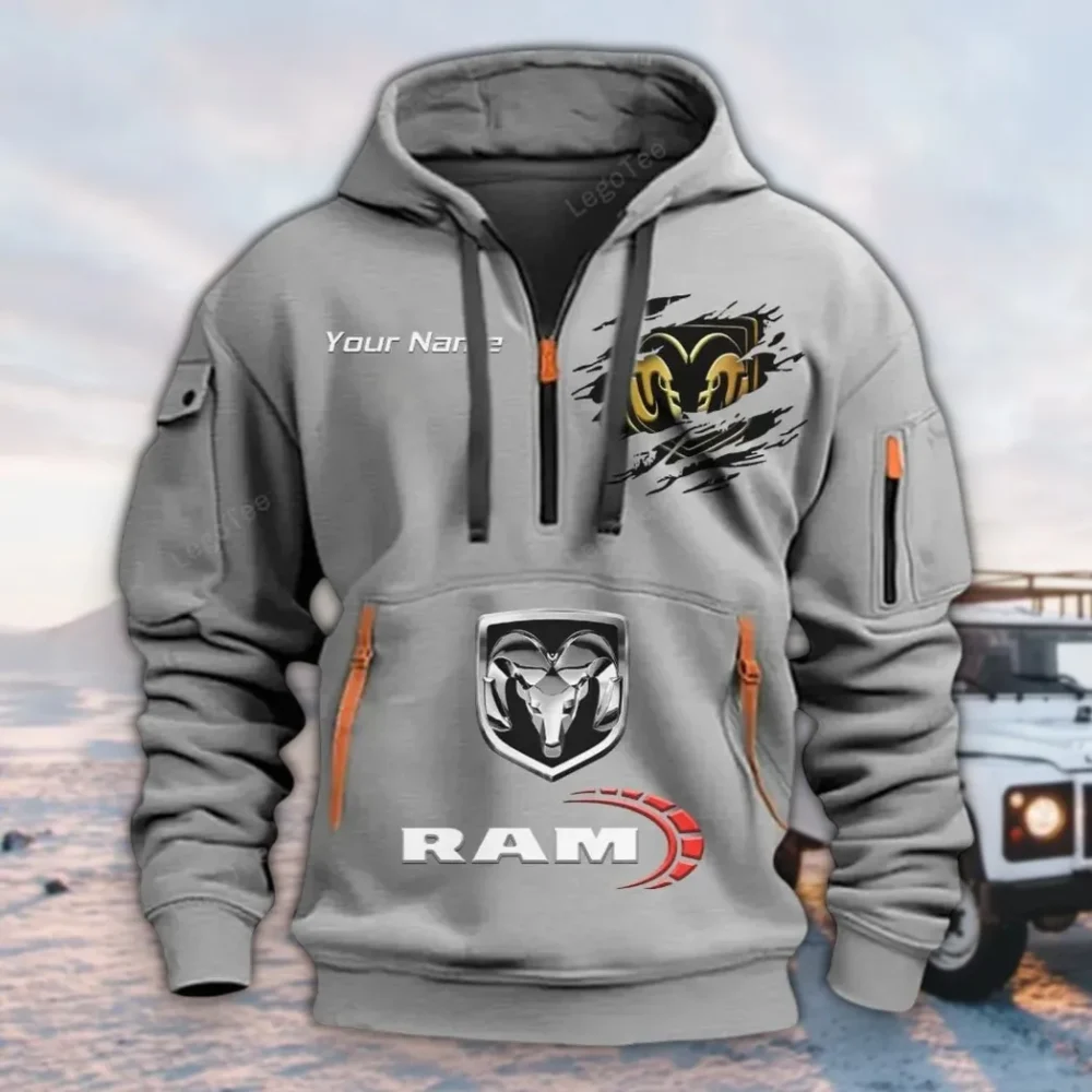 Hauling Truck Hoodie Half Zipper, Bold Fan Hoodie CAR113 - Gray