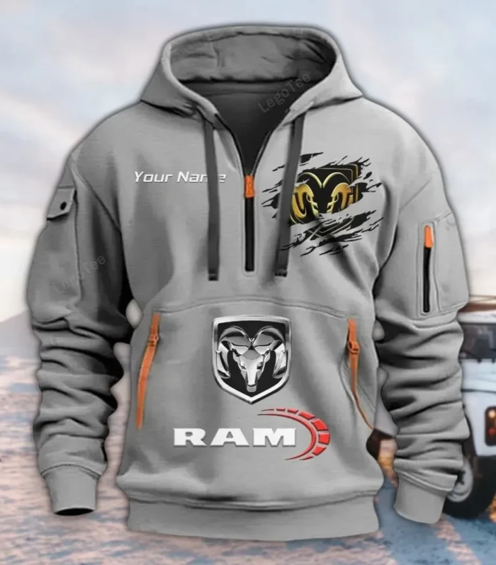 Hauling Truck Hoodie Half Zipper, Bold Fan Hoodie CAR113 - Gray