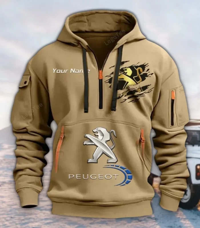 Everyday Driver Hoodie Half Zipper, Fan Pride Half-Zip Hoodie CAR113 - Khaki