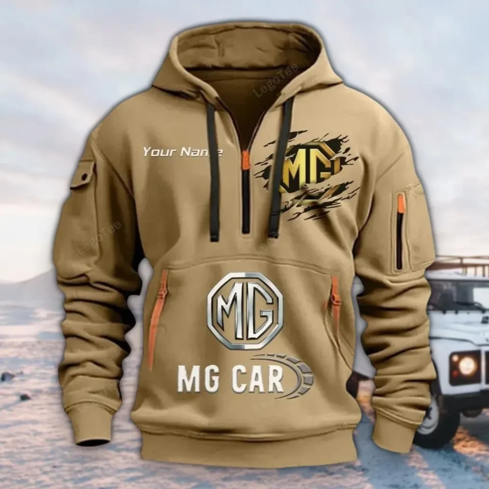 Timeless Convertible Hoodie Half Zipper, Active Supporter Half-Zip Hoodie CAR113 - Khaki