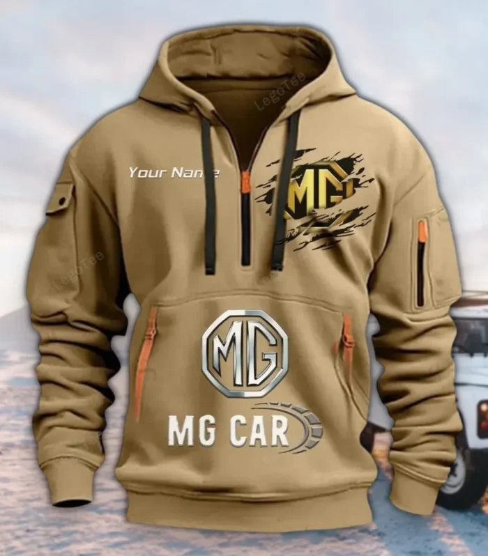 Timeless Convertible Hoodie Half Zipper, Active Supporter Half-Zip Hoodie CAR113 - Khaki