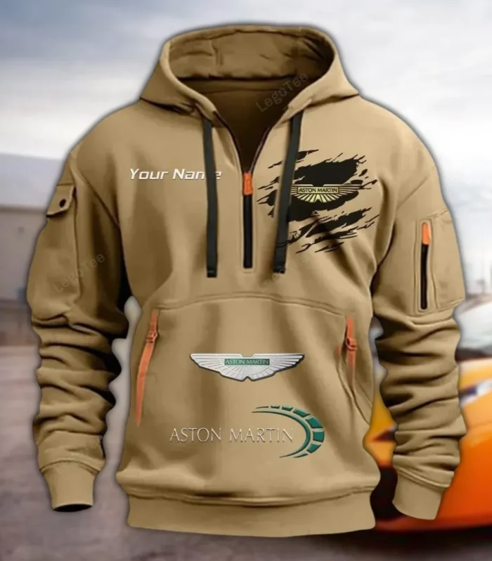 Sleek Roadster Hoodie Half Zipper, Active Spirit Hoodie CAR113 - Khaki