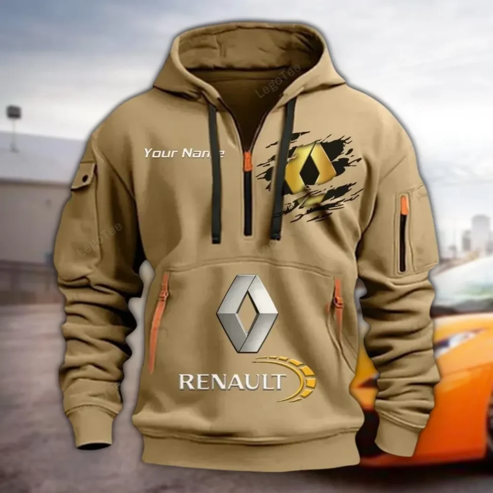 Practical Crossover Hoodie Half Zipper, Active Supporter Half-Zip Hoodie CAR113 - Khaki