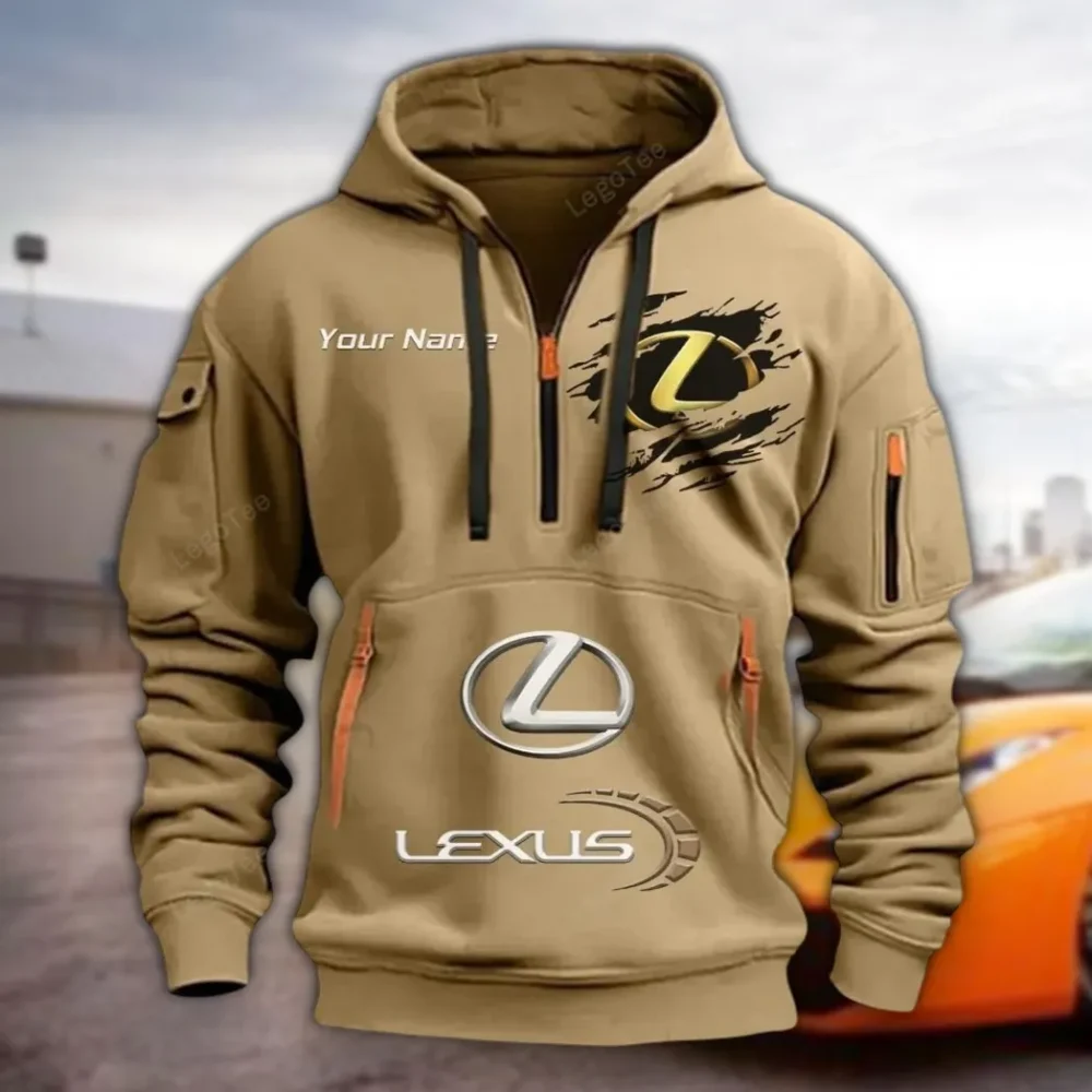 High-End Coupe Hoodie Half Zipper, Everyday Comfort Half-Zip Hoodie CAR113 - Khaki