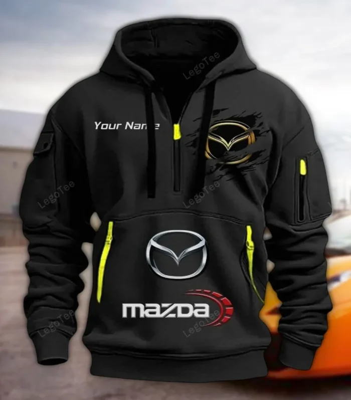 Touring Car Hoodie Half Zipper, True Fan Hoodie CAR113 - Black