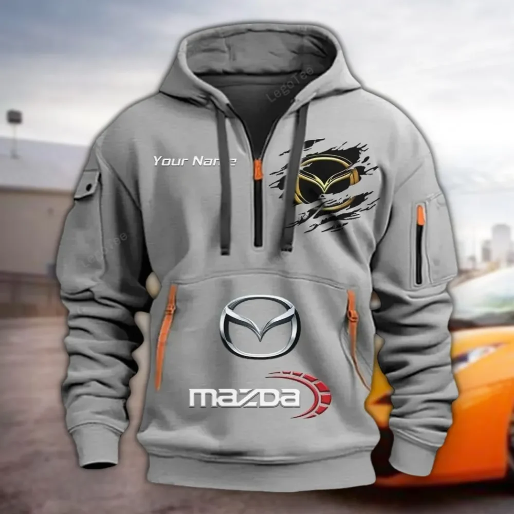 Compact Car Hoodie Half Zipper, Fan Pride Half-Zip Hoodie CAR113 - Gray