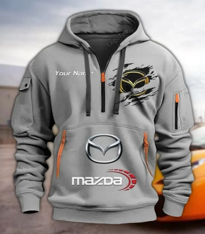 Compact Car Hoodie Half Zipper, Fan Pride Half-Zip Hoodie CAR113 - Gray